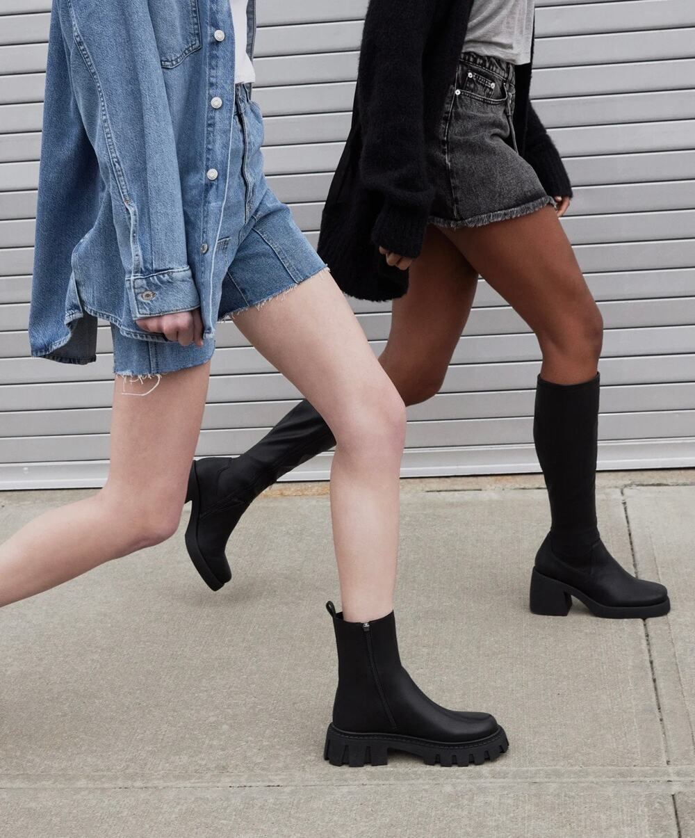 Steve Madden Lansing Black Faux Leather Platform Knee High Boots Size 6M